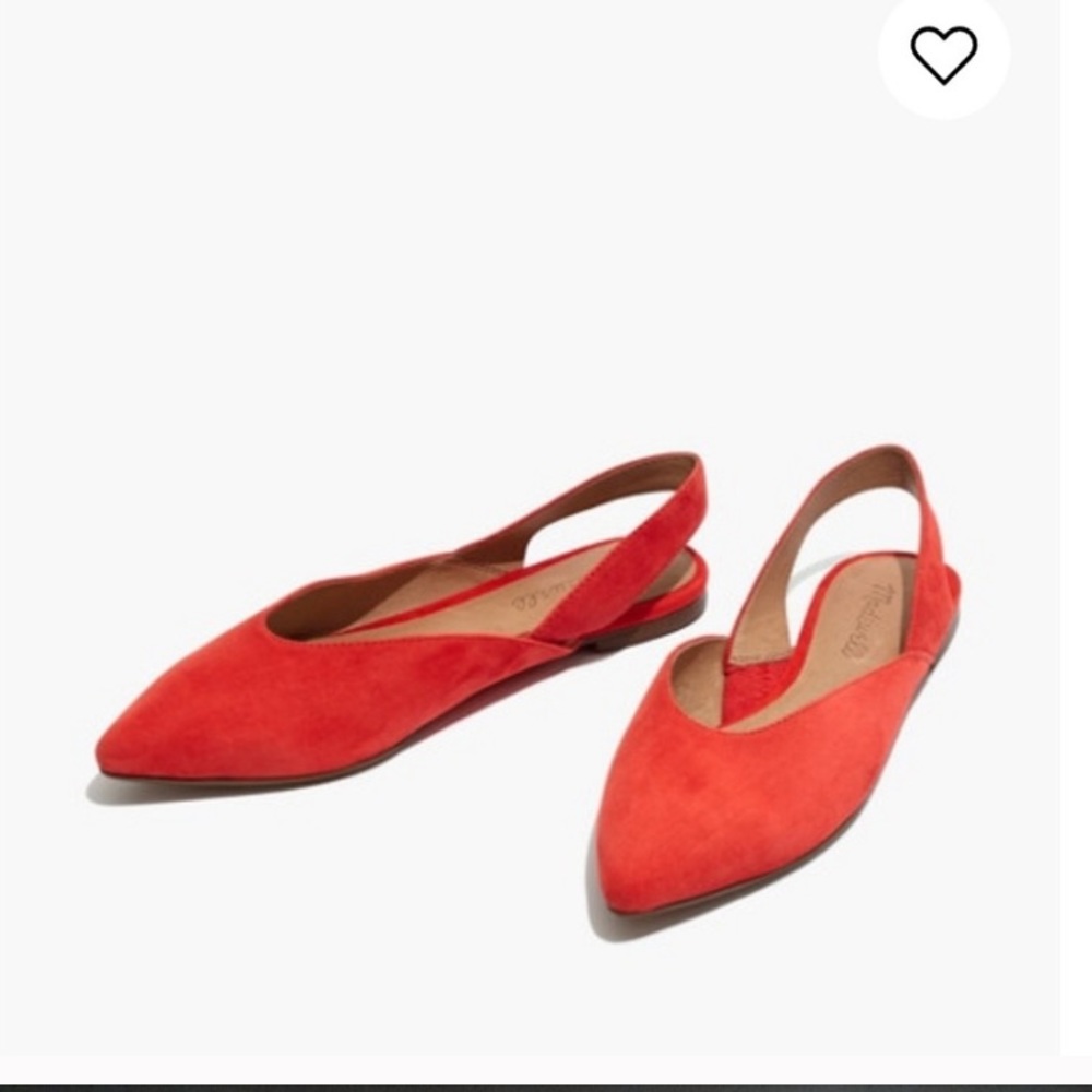 Madewell Red Suede Pointed Toe Slingback Flats